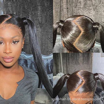 Factory Vendor Straight Transparent Full Lace Human Hair Wigs For Black Women  360Lace Frontal Wig Glueless Virgin Full Lace Wig